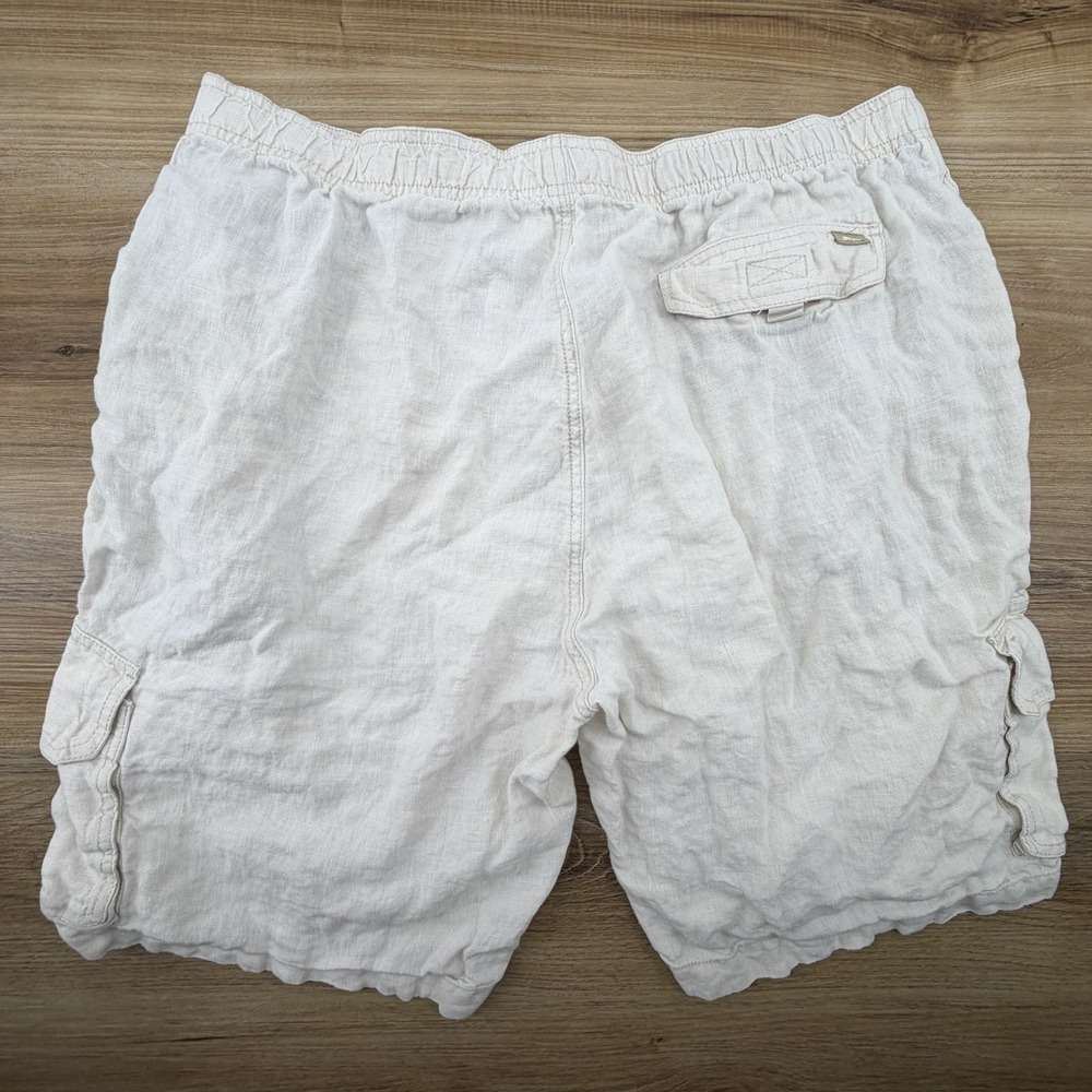 Tommy Bahama Relax 100% Linen Light Cream Beige Cargo Shorts Large - Picture 4 of 7